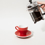 Red Cups & Saucers (Set of 6)