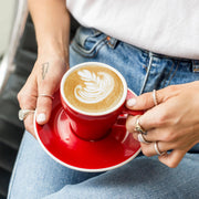 Red Cups & Saucers (Set of 6)