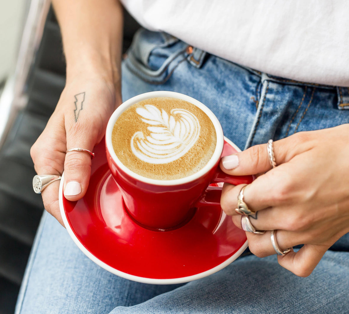 Red Cups & Saucers (Set of 6)